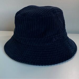 A.P.C. Mark Corduroy Bucket Dark Navy Hat NWT